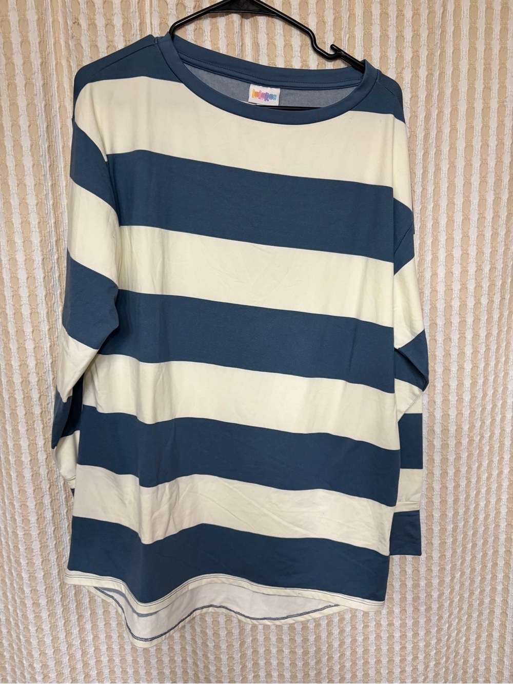 Lularoe Striped Long Sleeve Tee - Blue & Cream